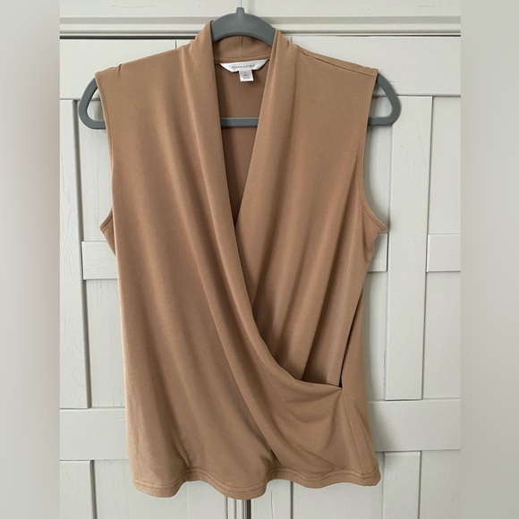 Banana Republic Tops - Banana Republic Tan Sleeveless Drape Blouse